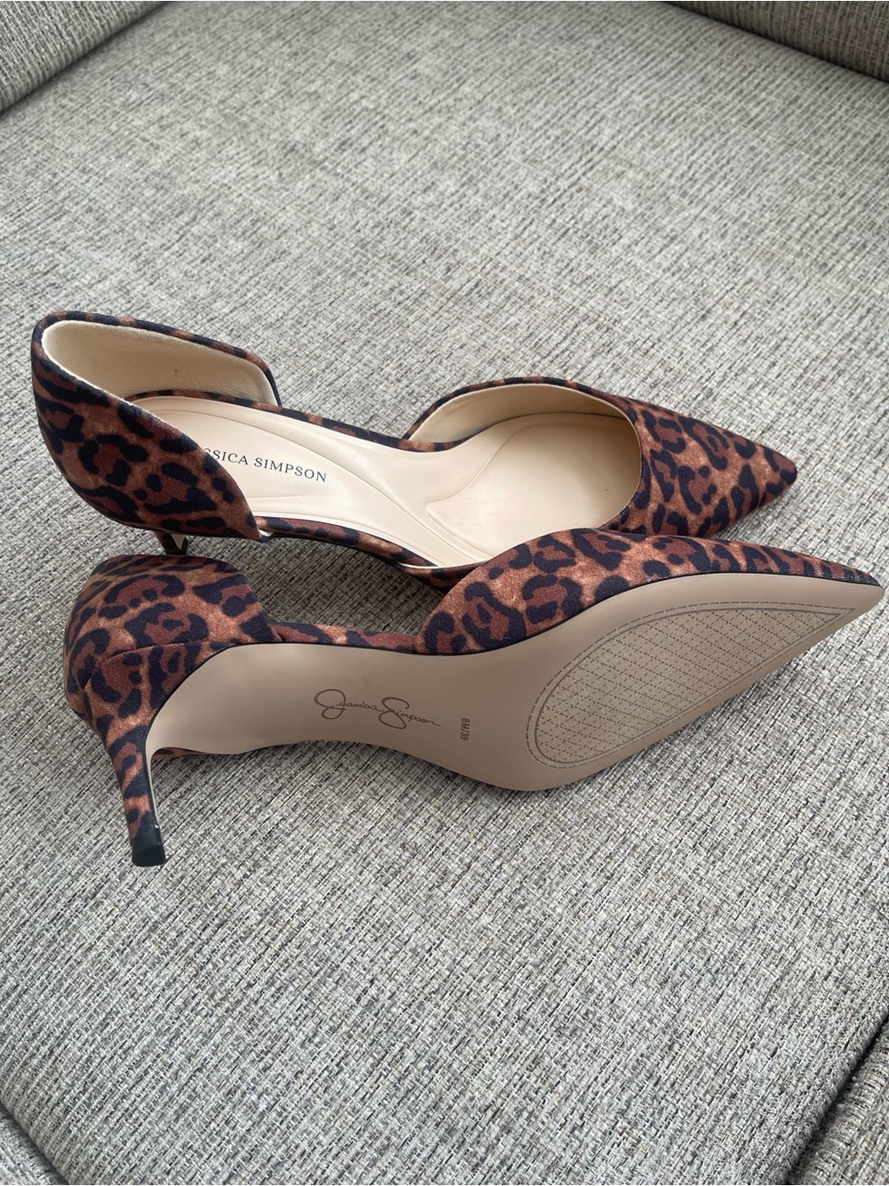 Jessica Simpson Leopard Print D'Orsay Pointed-Toe Heels - Brown